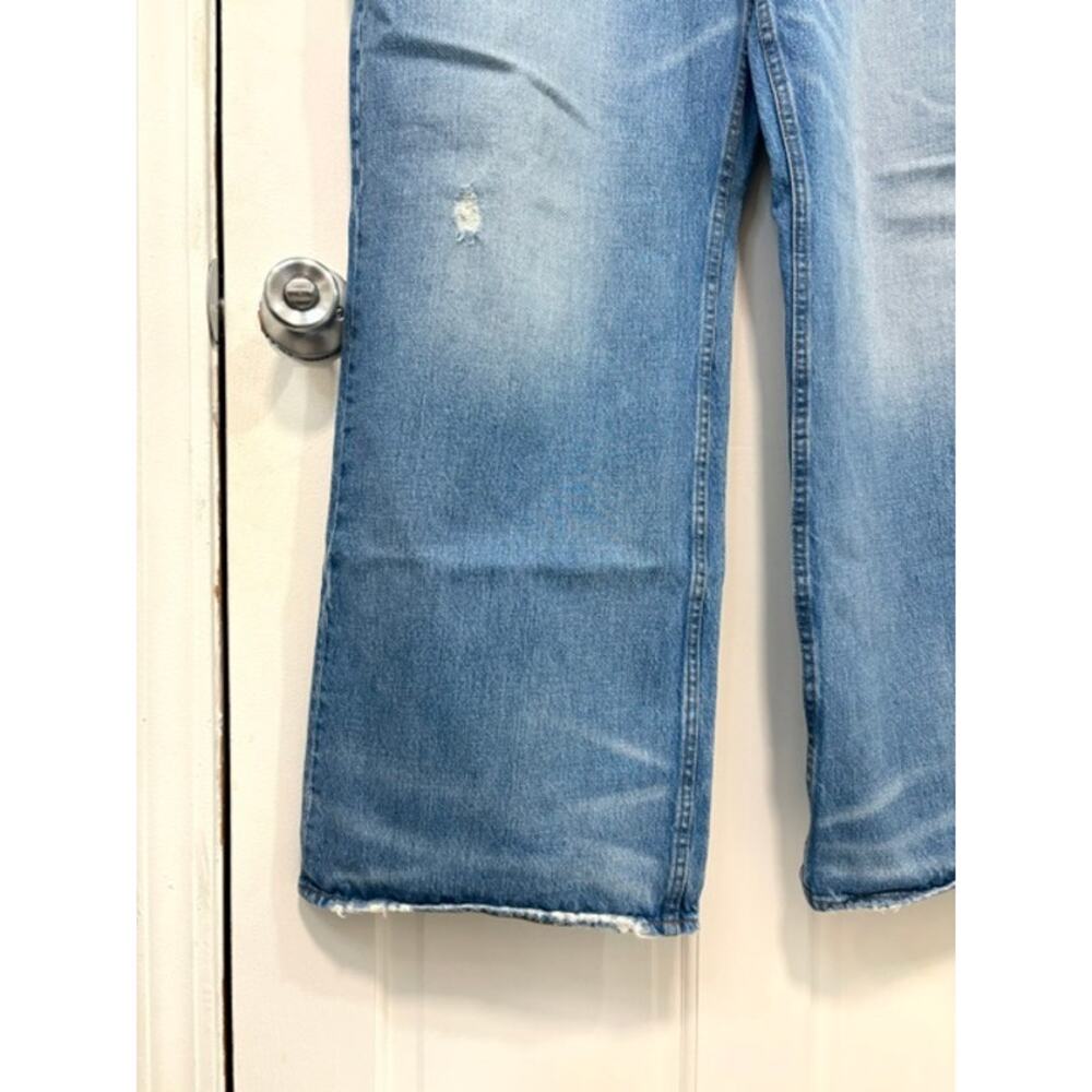 Madewell Low Slung Baggy Jeans Sz 32 NS198 Distressed Wide Leg Button Fly Cotton - Picture 4 of 13